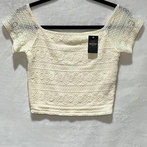 Hollister Cream Crochet/Lace Crop Top (Size M) *Brand New w/TAG*